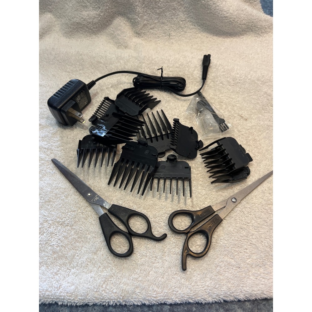 Wahl Hair Clipper Guards Set with Scissors and Power Adapter Model 9549 3.5V